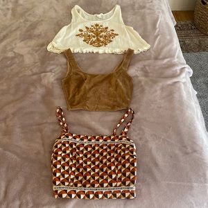 Forever 21 retro boho crop tops set of 3